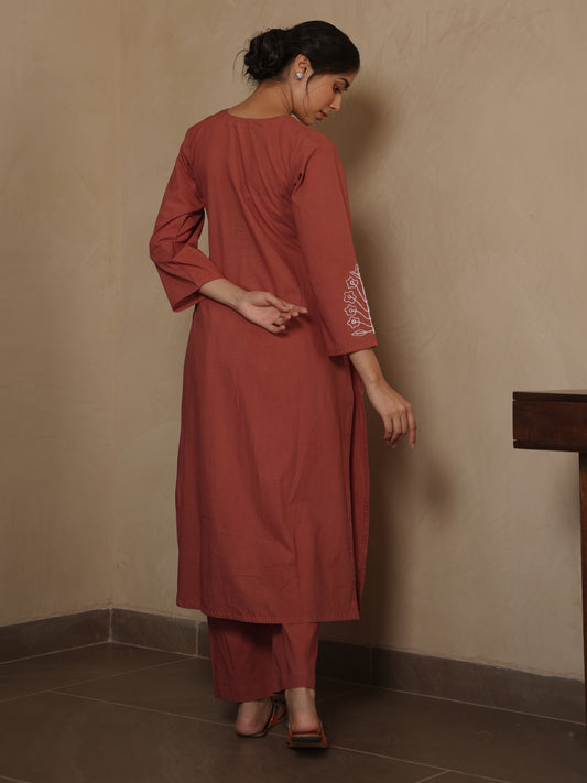 LARA BROWN COTTON EMBROIDERY SUIT SET