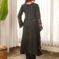 Black Floral Embroidered Muslin Kurta Set with Straight Pants