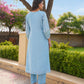 Bluebell Floral Aari Work Chanderi Kurta Set