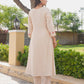 Beige Floral Hand Embroidered Chanderi Kurta Set