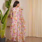 Snow White Chiffon Floral Straight Suit Set