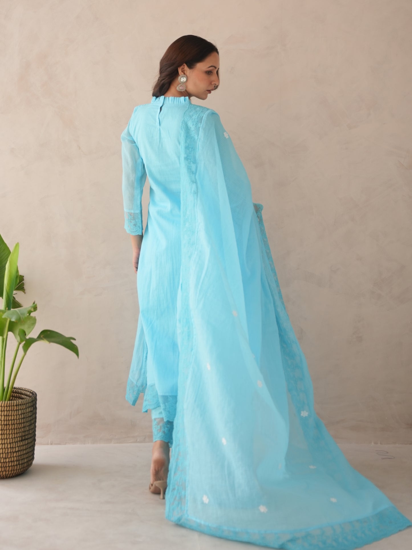Aurea Sky Blue Doria Embriodered Suit Set