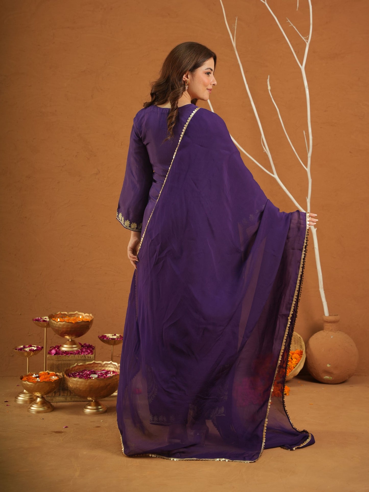 Zehra Purple Silk Zari Work Suit Set