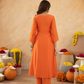Orange Chanderi Aari & Handwork Gathered Kurta Set