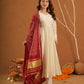 Roohi Off White Chanderi Set With Bandhej Dupatta