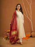 Roohi Off White Chanderi Set With Bandhej Dupatta