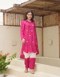 Aria Dark Fuchsia Bandhani Maslin Co Ord Set