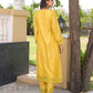 Mustard Floral Handwork Chanderi Kurta Set