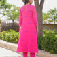 Pink Fuchsia Bloom Doria Aari Kurta Set