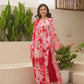 Red Silk Shibori Mirror  Work Staright Suit Set