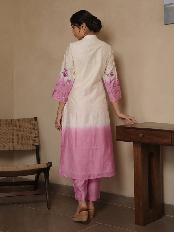 KATY LILAC SHADED CHANDERI EMBROIDERY SUIT SET