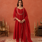 Red Chanderi Mirrorwork A- Line Kurta Set
