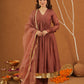 Zariya Brown Chanderi Gota Suit Set