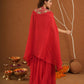 Meherbaan Red Zariwork Sharara Jacket Set