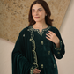 Aamira Deep Green Velvet Kurta With Pants & Dupatta