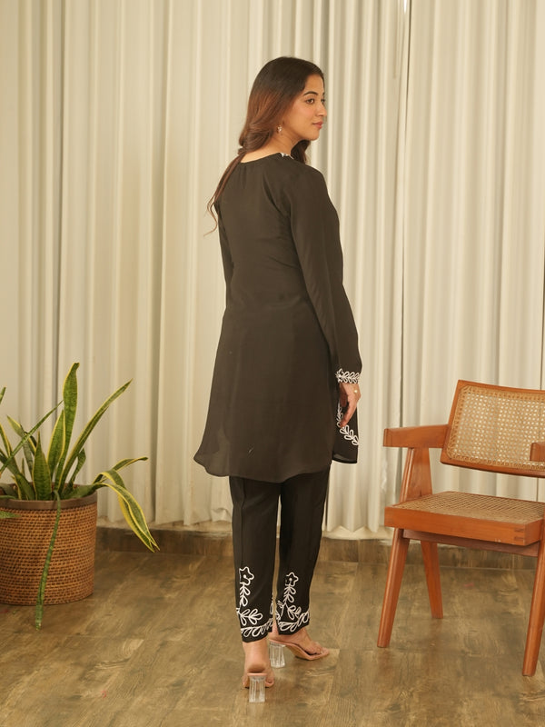 Deep Black Muslin Co-ord Set