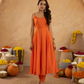 Orange Chanderi Anarkali with Aari Work & Sequin Embellished  Dupatta