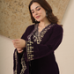 Noor Plum Velvet Kurta With Pant & Dupatta