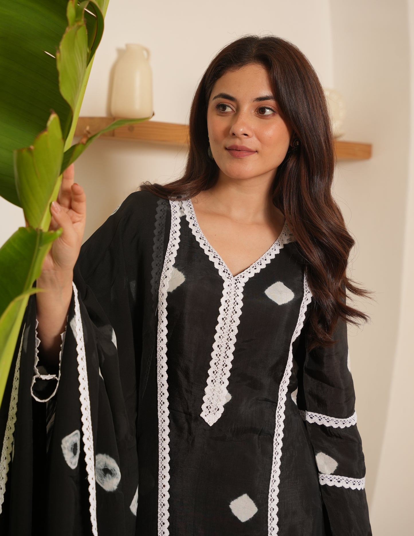 Alora Black Bandhani  Silk Suit Set