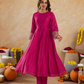 Fuchsia Pink Chanderi Embroidered Kurta Set with  Organza Dupatta