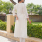 Off White Petal Handwork Chanderi A-Line Kurta Set