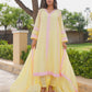 Pastel Yellow Chanderi Lace Work Kurta Set