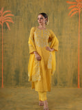 Rani Hansika Mustard Crushed Embroidered Straight Set