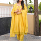 Mustard Floral Handwork Chanderi Kurta Set