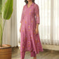 Mauve Pink Embroidered Chanderi Kurta Set with Pants