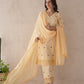 Rosabelle yellow rose embroidery cotton suit set