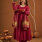 Hoor Pink Silk Anarkali Set With Bandhej Dupatta