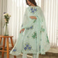 Mint Blossom Handpainted Organza Suit Set