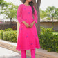 Pink Fuchsia Bloom Doria Aari Kurta Set