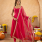 Fuchsia Chanderi Anarkali with Aari Work & Sequin Embellished  Dupatta