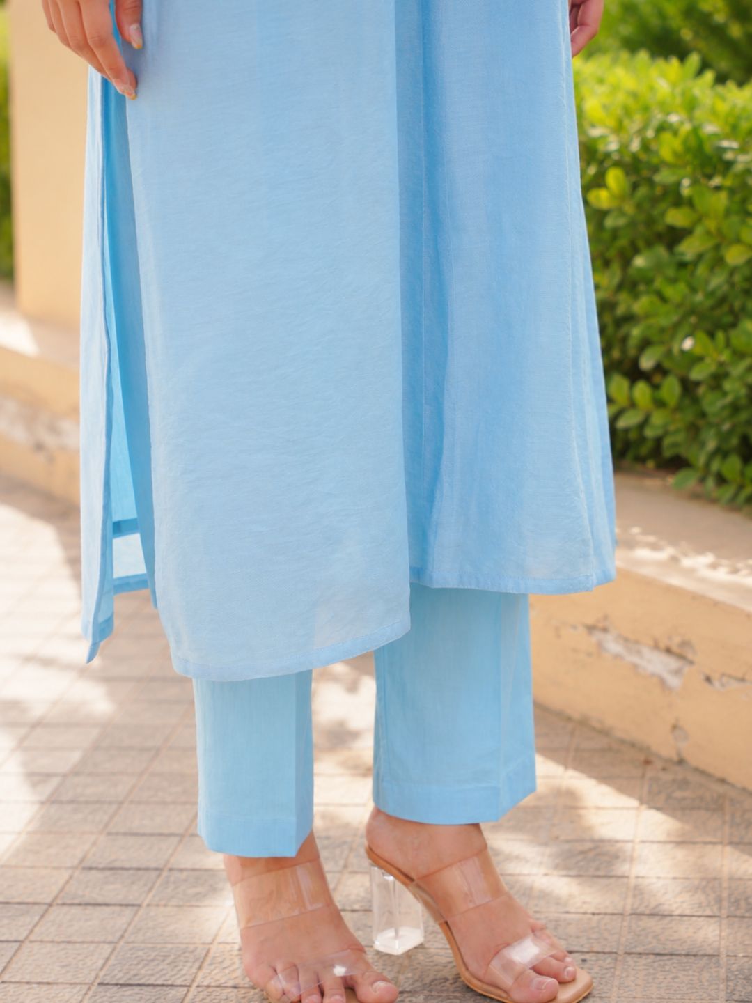Bluebell Floral Aari Work Chanderi Kurta Set
