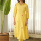 Lemon Yellow Embroidered Chanderi Kurta Set with Pants & Dupatta