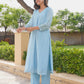Bluebell Floral Aari Work Chanderi Kurta Set