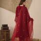 Meher Maroon Velvet Kurta With Pant & Dupatta