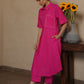 BEE PINK COTTON SUIT SET WITH BLOCK PRINT DUPATTA