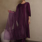 VIOLET CHANDERI AARI WORK SUIT SET
