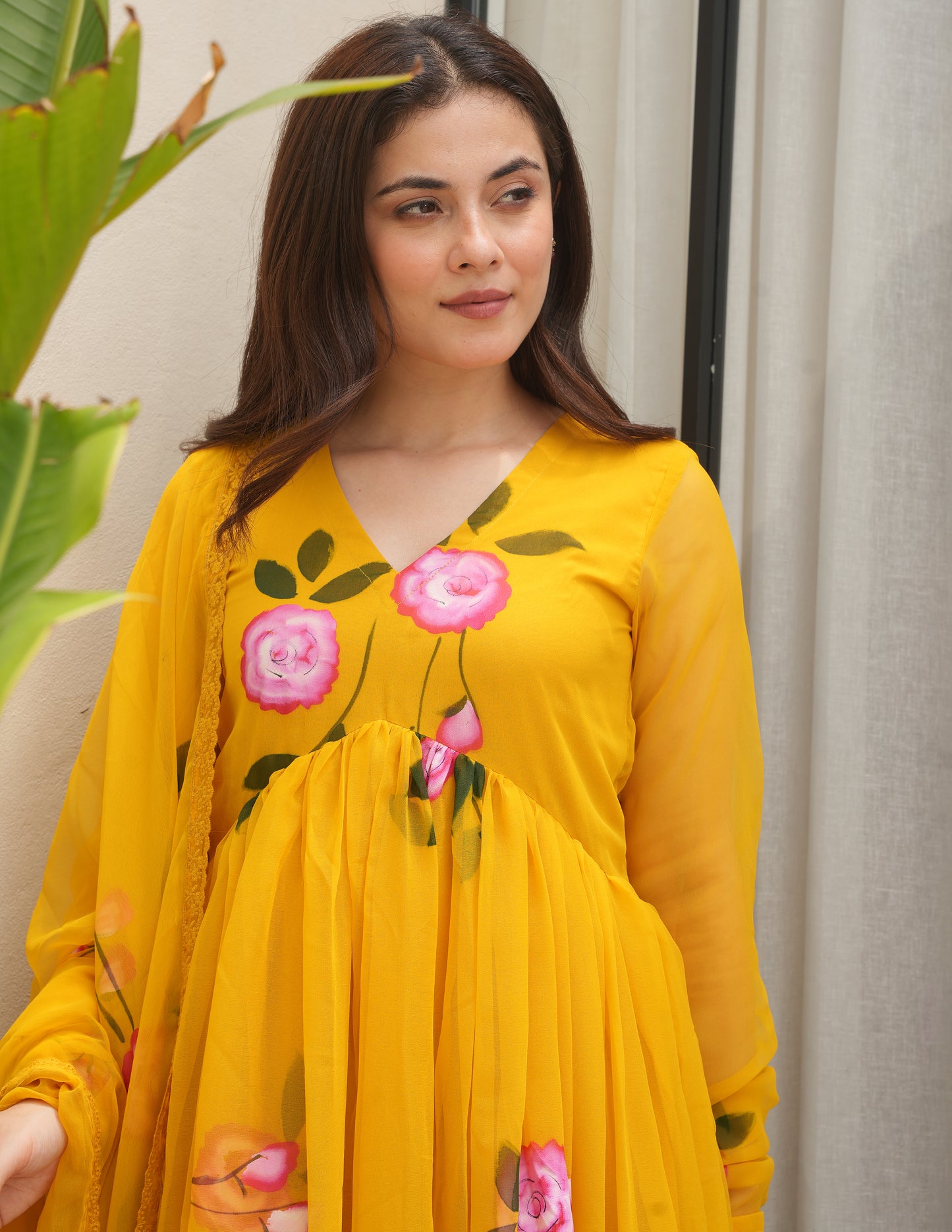 Murraya Mustard Handpaint Suit Set