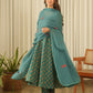 Emerald Green Cotton Suit Set with Pants & Doriya Dupatta