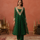 Green Chiffon Bandhej Mirrorwork Kurta Set