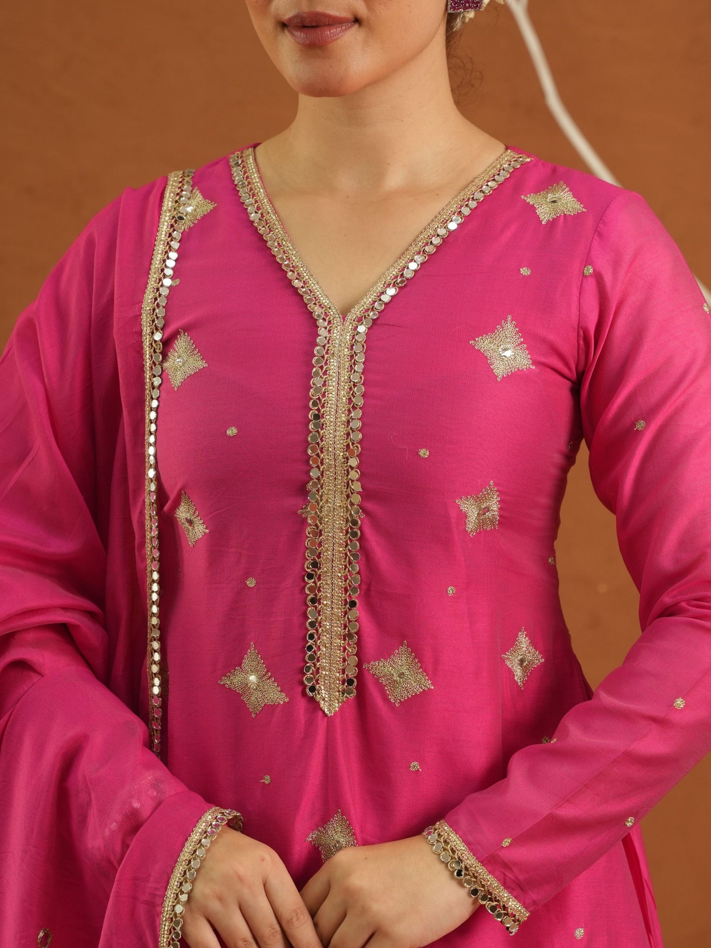 Iraak Pink Chanderi Zari Sharara Set