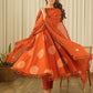 Rust Orange Cotton Screen Print Kurta Set with Pant & Dupatta