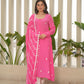 Pink Silk Embroidered Leheriya Suit Set