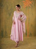 Gulbano Blush Pink Silk Aari Anarkali Set