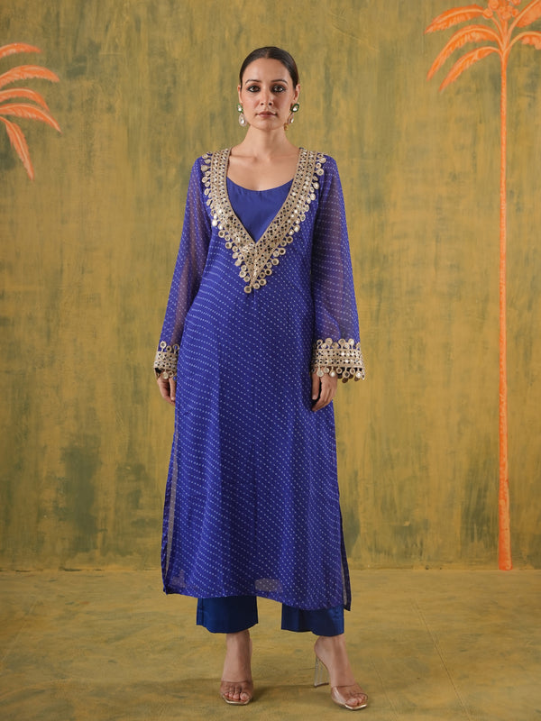 Rani Meher Blue Mirror Suit Set