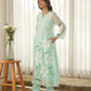 Pastel Mint Hand Paint Soft Organza Suit Set