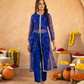 Blue Chiffon Bandhej Mirrorwork Straight Kurta